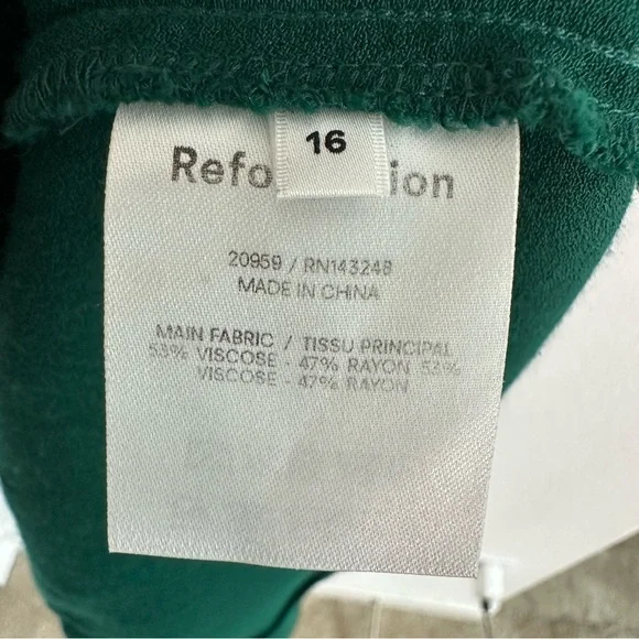 Reformation Crimini Midi Dress in Emerald Green Size: 16 - Picture 6 of 14